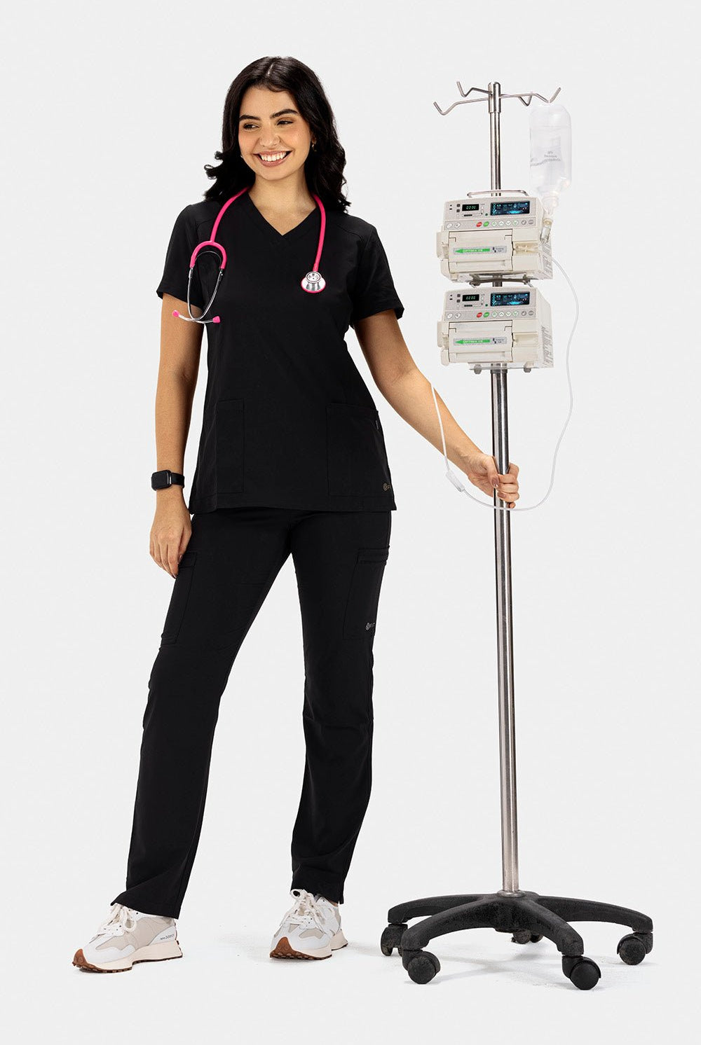 white-cross-fit-scrubs-female-PEWTER