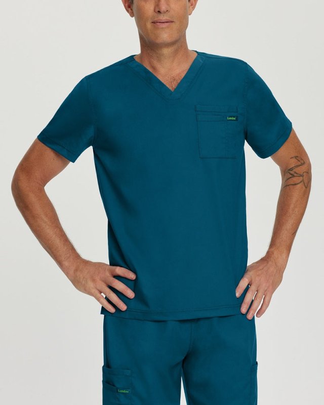 LANDAU PROFLEX MEN V-NECK TOP - Drs Lounge