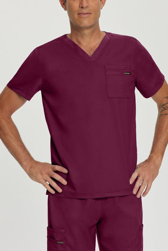 LANDAU PROFLEX MEN V-NECK TOP - Drs Lounge