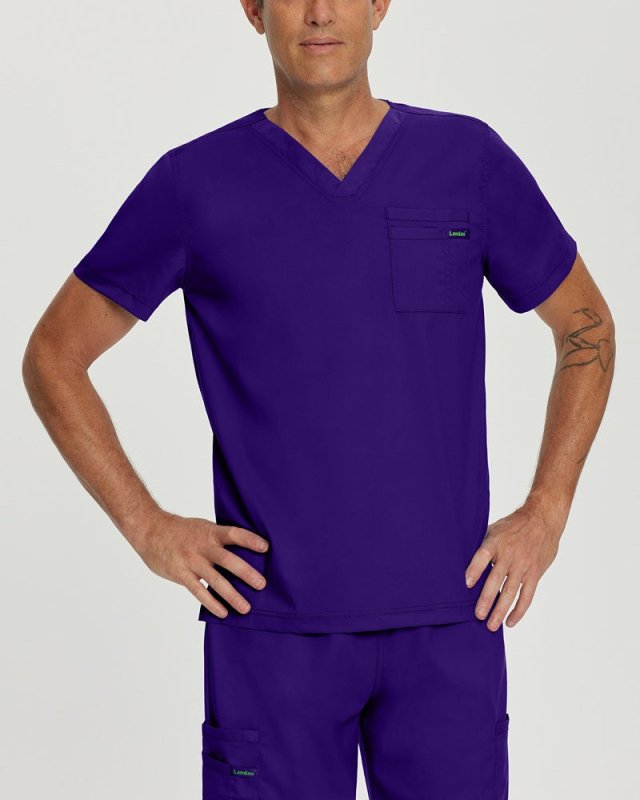 LANDAU PROFLEX MEN V-NECK TOP - Drs Lounge