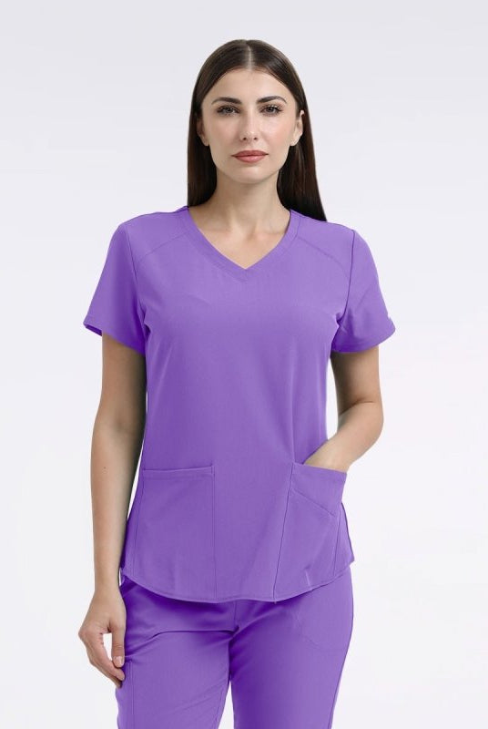 SKECHERS BREEZE 3 - POCKET CURVED V - NECK WOMEN SCRUB TOP SK101 - Drs Lounge