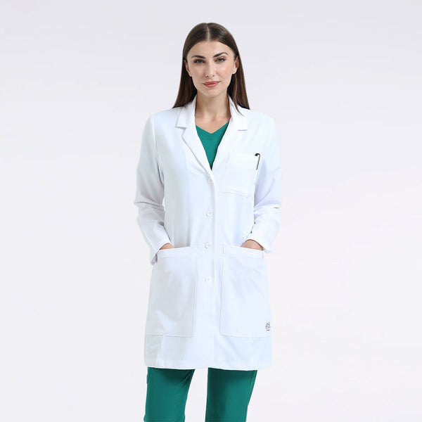 SKECHERS WOMEN'S 34" 4-POCKET STRETCH LAB COAT SKC952
