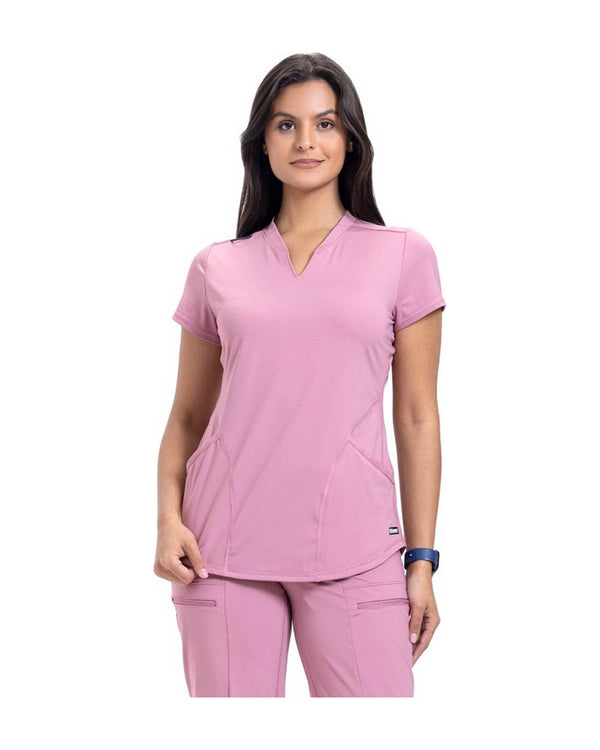 GREY'S ANATOMY KNIT STRETCH CONTOUR SEAM V-NECK KNIT WOMEN TOP GRST249