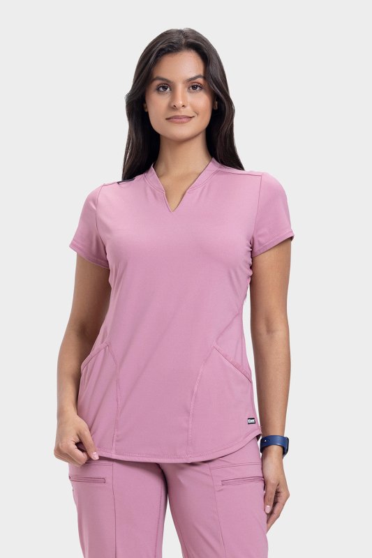 GREY'S ANATOMY KNIT STRETCH CONTOUR SEAM V-NECK KNIT WOMEN TOP GRST249