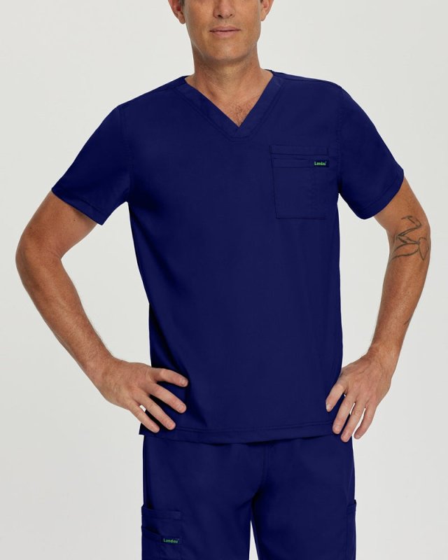 LANDAU PROFLEX MEN V-NECK TOP - Drs Lounge