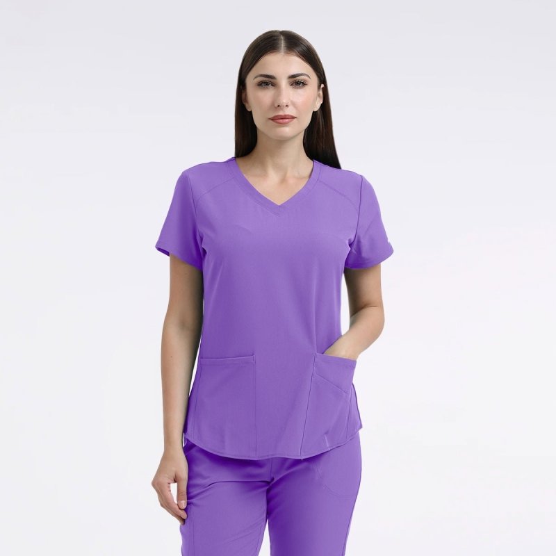 SKECHERS BREEZE 3 - POCKET CURVED V - NECK WOMEN SCRUB TOP SK101 - Drs Lounge